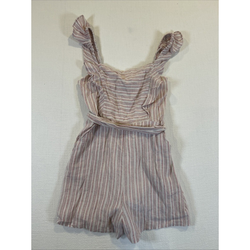 All In Favor Women's‎ Romper Shorts Pink Cream Striped Small
